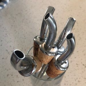 5 vintage Stainless Steal & cork pours